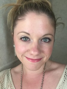 Playing with Janet's Mary K makeup at her teams meeting.